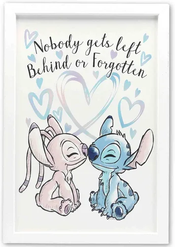 Vista 7 de Disney Lilo and Stitch Always Look On the Bright Side - Arte de pared de madera enmarcado Bonito arte de pared de puntada para decoración del hogar
