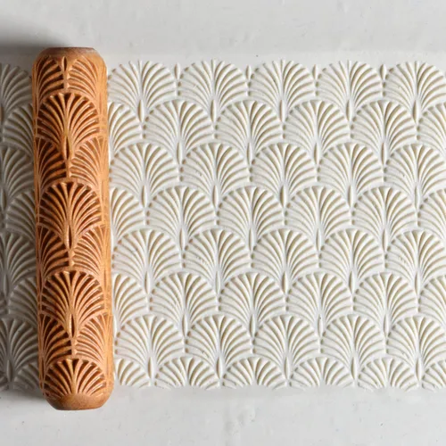 Vista 55 de MKM Pottery Tools Rodillos de mano grandes de madera para arcilla (BHR-01 Diagonal Basketweave)