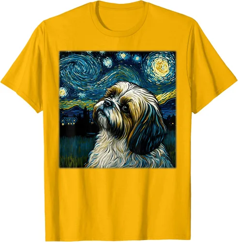 Vista 79 de Camiseta Surrealism Starry Night Shih Tzu Dog