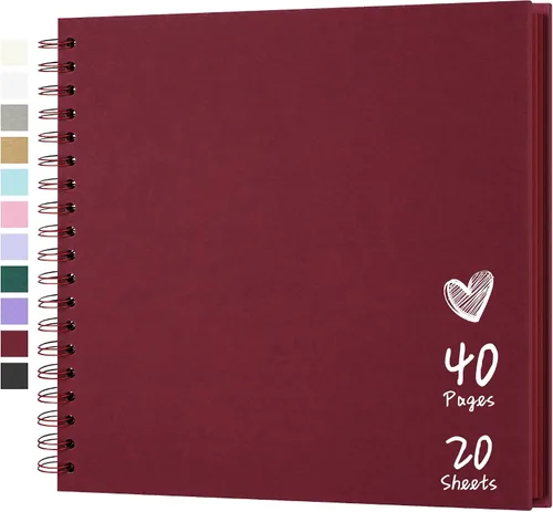 Vista 30 de Álbum de recortes de 7 x 7 pulgadas, álbum de recortes DIY de tapa dura de papel kraft, álbumes de fotos, 40 páginas, perfecto para fotos de 4 x 6