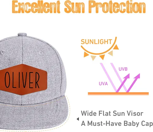 Vista 5 de Gorra de béisbol con nombre personalizado, regalos personalizados, con parche de cuero, gorro de camionero para niños y niñas de 0 a 3 años