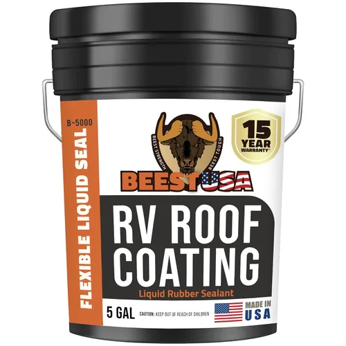 Vista 11 de BEEST Revestimiento para techo de casa rodante blanco, 1 galón, cubre hasta 50 pies cuadrados (2 capas), sellador solar y resistente al agua