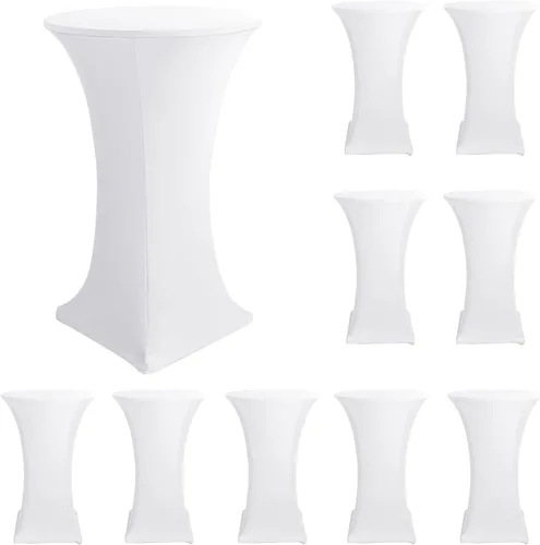 Vista 14 de HolidayIdeas Fundas para Mesa de Cóctel, Paquete de 2 - Manteles de Cóctel de Spandex Elástico Ajustado con Esquinas Cuadradas