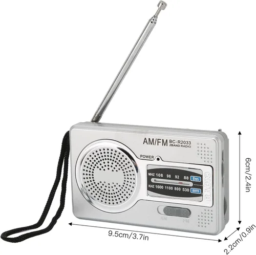 Vista 7 de Radio portátil, radio de bolsillo AM FM, funciona con pilas, altavoz premium, conector para auriculares, adecuado para regalos, ancianos, familia