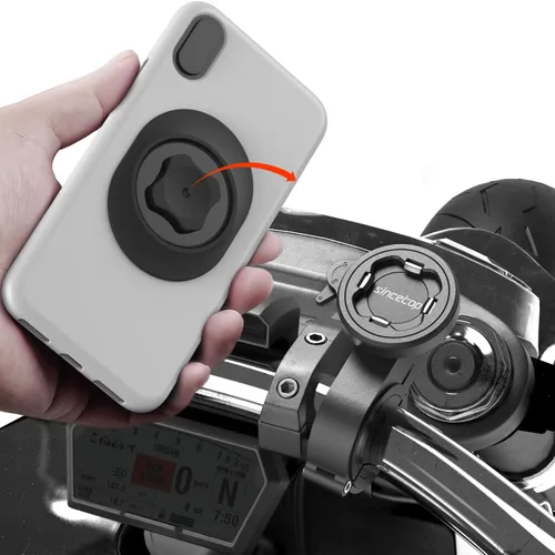 Vista 11 de Soporte de teléfono para motocicleta, soporte para teléfono celular con módulo amortiguador de vibraciones, soporte de manillar de bicicleta frontal