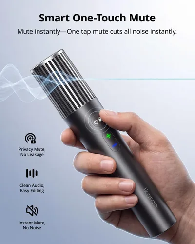Vista 4 de Ikarao Micrófono inalámbrico con receptor de doble canal y estuche de almacenamiento autolimpiante UV, 2 micrófonos dinámicos de mano, batería de 20
