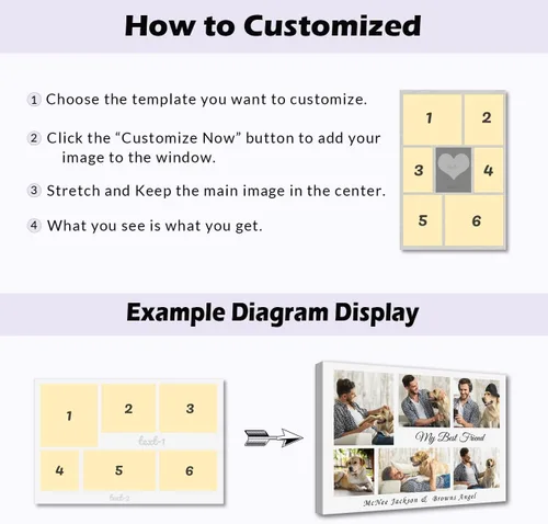 Vista 5 de LZIMU Impresiones en lienzo de collage con tus fotos personalizadas múltiples imágenes para pared, collage personalizado de fotos, regalos
