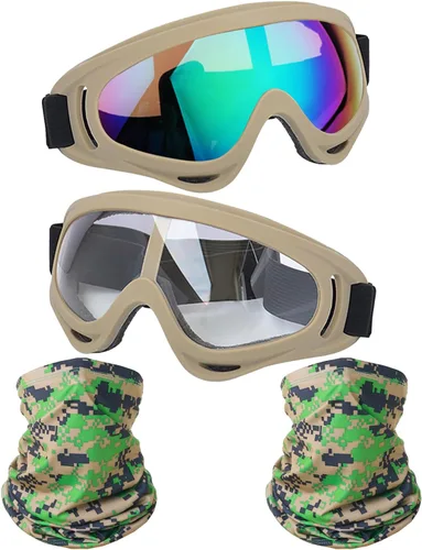 Vista 18 de LJDJ Motorcycle Goggles 2 Pack Dirt Bike with Neck Breathable Bandana Mask