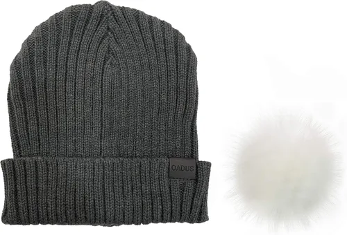 Vista 3 de OADUS Gorro de invierno para mujer con pompón de piel sintética extraíble