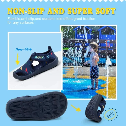 Vista 5 de STQ - Zapatos acuáticos para niños y niñas, de secado rápido, sin cordones, sandalias para la playa, para nadar, para la alberca, para bebés y niños