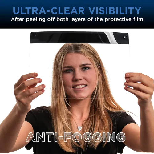 Vista 4 de Salon World Safety - Protectores faciales negros – Protector facial completo ultra transparente para proteger los ojos, la nariz y la boca