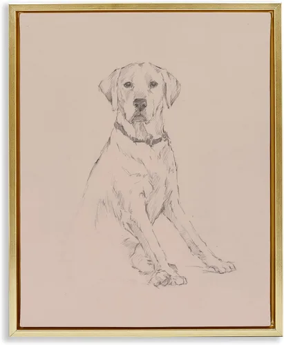 Vista 12 de Stupell Industries Retriever Dog Minimal Drawing Framed Giclée Art, diseño de Ethan Harper Enmarcado en blanco