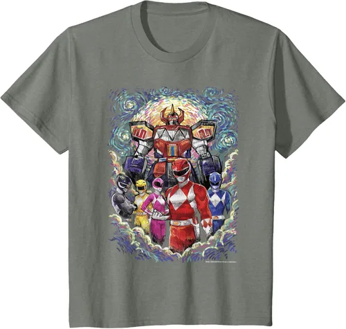 Vista 32 de Power Rangers Mighty Morphin' Megazord Starry Night Poster Camiseta