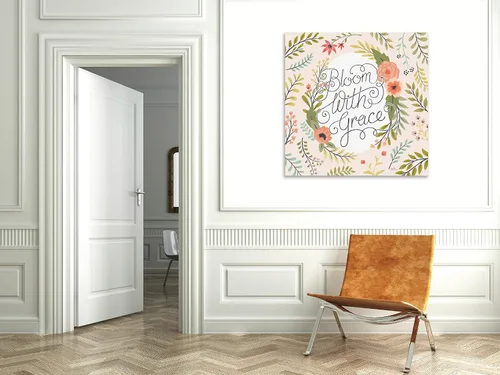 Vista 6 de Jaxson Rea "Retro Garden II - Bloom with Grace Pale Blush Gallery Wrapped Canvas by Janelle Penner, 12" x 12