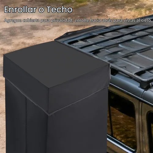 Vista 3 de Carpa de Ducha con Toldo con Techo de Privacidad con Brazo Oscilante, Luz LED de Cuarto de Ducha Lateral del Vehículo, 3 pies x 3 pies Refugio