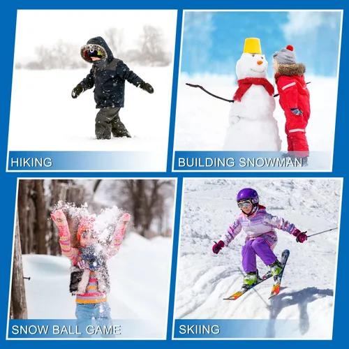 Vista 6 de Guantes de nieve para niños, impermeables, aislados, guantes de invierno para esquí, guantes de nieve para niños y niñas de 7 a 10 años