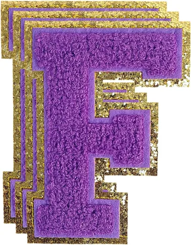 Vista 9 de 3 parches de letras de felpilla roja, parches de letras termo-adhesivas de 4-1/2" con brillantina para ropa, S