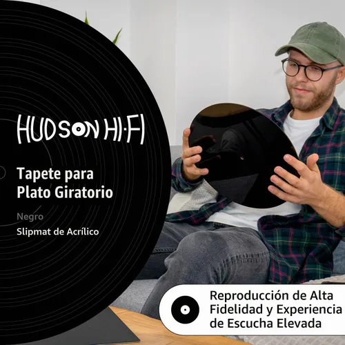 Vista 3 de Tapete acrílico para tocadiscos – 11.75 pulgadas de disco de vinilo negro – Tapete acrílico mecanizado de precisión con hueco de etiqueta
