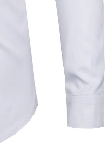 Vista 5 de ZEROYAA - Camisa de vestir ajustada con cuello mao para hombre, manga larga, estilo informal, con botones y bolsillo