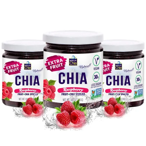 Vista 8 de World of Chia Mermelada de semillas de chía de frutas extra, mermeladas y conservas de moras, mermelada de chía súper alimentaria, totalmente