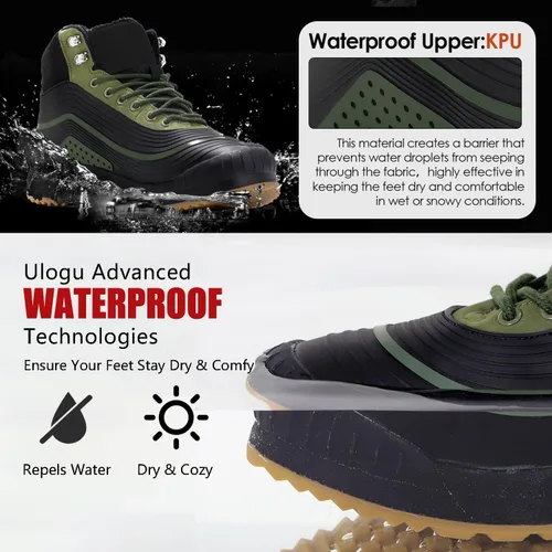 Vista 2 de ulogu Men's Snow BootsWaterproof Insulated Fur Lined BootiesLightweight Winter Shoes