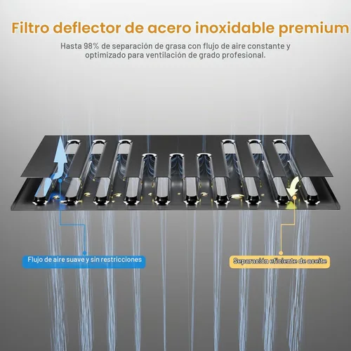 Vista 7 de Campana extractora de 30 pulgadas, campana extractora de 600 CFM, campana para estufa de ventilación de cocina con sensor de gestos de 3