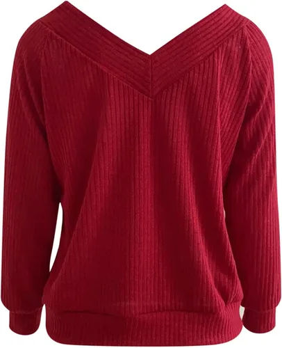 Vista 4 de Tops para mujer, casual, otoño, suéter holgado con bloques de color, suéter de punto a rayas de manga larga casual
