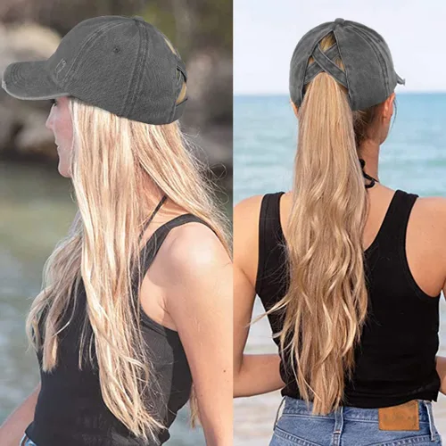 Vista 7 de HGGE Gorra de béisbol ajustable de algodón para mujer, con tiras cruzadas, con moños, para papá