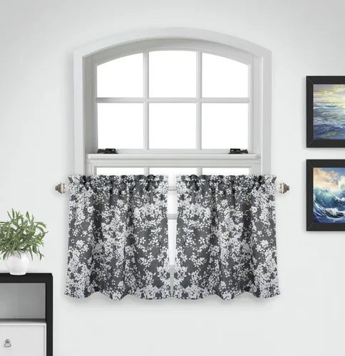 Vista 14 de Aiking Home Cenefas de ventana – 2 paneles de poliéster sólido cenefas de cocina con bolsillo para barra de 2.5 pulgadas para ventanas pequeñas