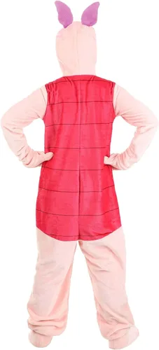 Vista 4 de Disney - Disfraz de cerdito para adultos, disfraz de cerdito de Winnie the Pooh, enterizo con capucha para hombres y mujeres, disfraz de cerdito