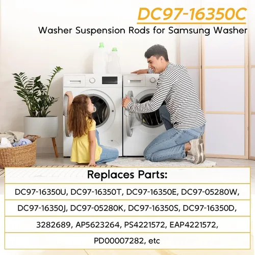 Vista 4 de WA50R5200AW WA50R5400AW WA50R5400AW WA50R5400AV WA45T3200AW WA400PJHDWR Varillas de suspensión de arandela, reemplazo DC97-16350C DC97-16350E