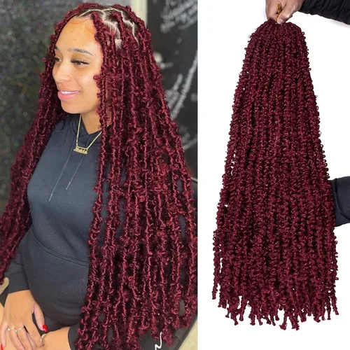 Vista 14 de Leeven Cabello de ganchillo de 12 pulgadas de color marrón mariposa 30#