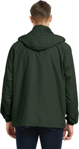 Vista 2 de Chaqueta impermeable rompevientos ligera para hombre con capucha extraíble