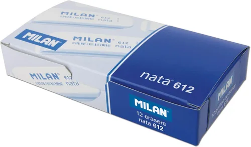 Vista 3 de Caja 12 gomas de plást. calidad NATA bisel, Blanca y Color en Sandwich