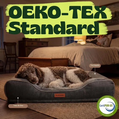 Vista 6 de Cama ortopédica para perros con espuma de gel refrescante y funda lavable, color gris oscuro, 42 pulgadas