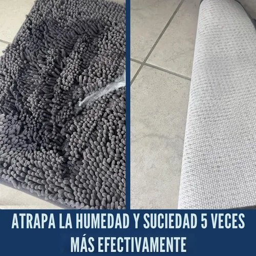Vista 3 de Muddy Mat Alfombras de Baño de Chenilla de Microfibra de Secado Rápido Antideslizantes Lavables, Extra Gruesas, Suaves y Altamente Absorbentes Gris