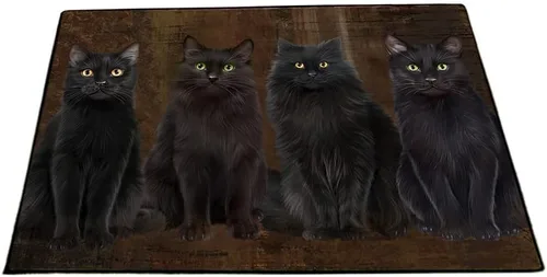Vista 23 de Doggie of the Day Black Cats Floor Mat - 4th of July Independence Day - Best Dog Doormat - Protector Decor - Unique Portrait Art - Premium Quality
