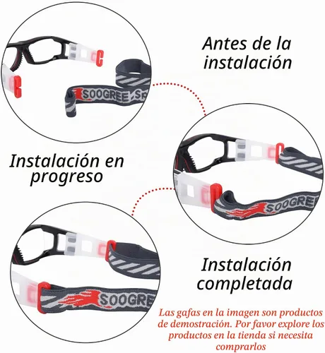 Vista 5 de Gafas deportivas con diadema para baloncesto, fútbol, banda protectora para gafas (paquete de 2)