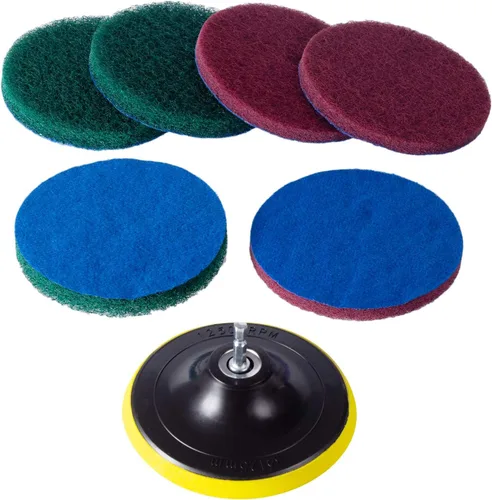 Vista 8 de Kichwit Cepillo de Taladro de 4 Pulgadas para Fregar Azulejos con Almohadillas de Fregado Kit de Limpieza, Incluye Accesorio, Herramienta
