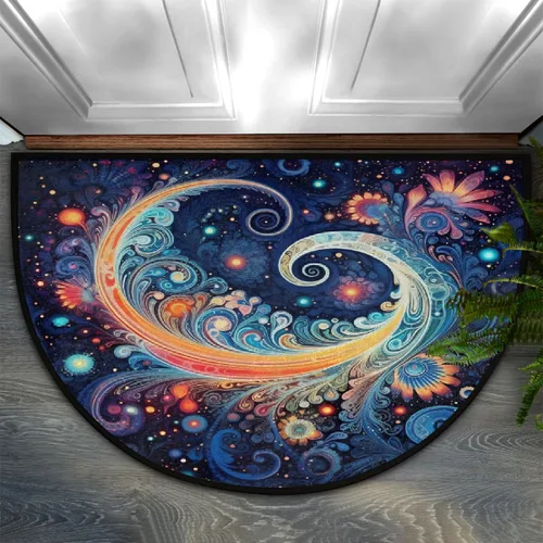 Vista 26 de Felpudo Semicircular de Animales Libélula Boho Lavable Tapete Semicírculo Antideslizante Absorbente Alfombras de Media Luna para Entrada