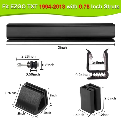 Vista 5 de EZGO TXT Golf Cart Windshield Clips Kit fit EZGO TXT DCS PDS 1994 Up Golf Carts (Notes: Check Variations for Right Struts Size)