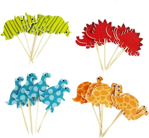 Vista 7 de Paper Dinosaur Cake Toppers Birthday Party Decorations 96pcs