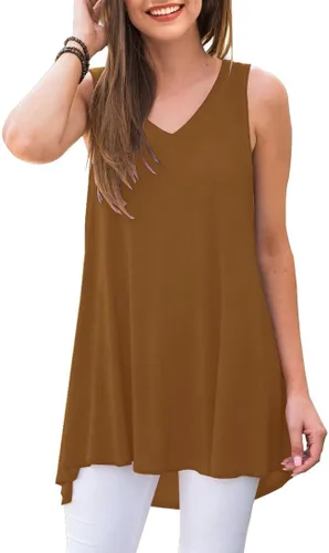 Vista 50 de AWULIFFAN - Blusa de verano sin mangas con cuello en V, túnica, top, para mujer 01 Negro