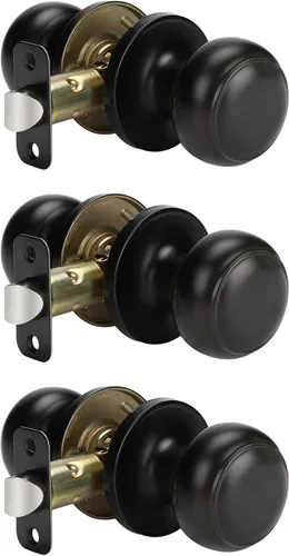 Vista 61 de Goldenwarm Pomos de puerta de paso de bronce champán, 1 paquete de pomos para puerta de armario interior, juego de perillas de puerta de paso