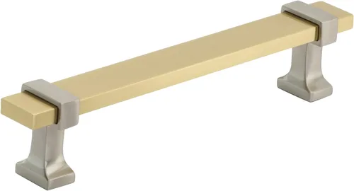 Vista 19 de Amerock Mango de gabinete Cromo negro/Oro cepillado 3-3/4 pulgadas (96 mm) de centro a centro Overton paquete de 1 unidad Jaladera