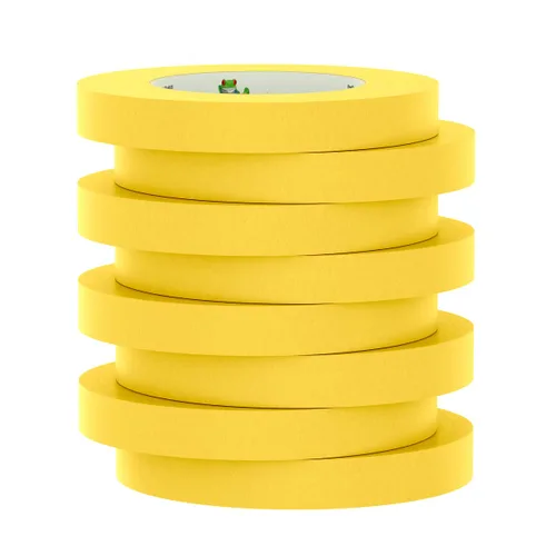 Vista 2 de FrogTape Cinta adhesiva de grado de rendimiento de temperatura moderada dorada 225, adherencia media-alta, 0.709 in x 180.4 ft, 8 rollos por paquete