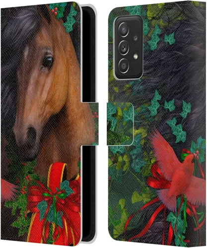 Vista 356 de Head Case Designs Officially Licensed Laurie Prindle A Morgan Christmas Western Stallion Leather Wallet Case Compatible with Samsung Galaxy A07 4G