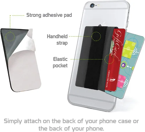 Vista 3 de Cellet EZStick - Cartera autoadhesiva para teléfono y tarjeta de crédito compatible con teléfono 11/11 Pro Xr Xs/Max X 8/Plus Note 10 9 Galaxy