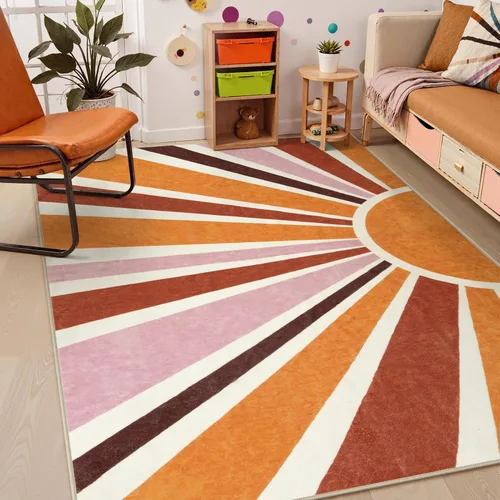 Vista 10 de LIVEBOX Alfombra de baño redonda retro de 3 pies, colorida alfombra bohemia suave circular para dormitorio, bonita alfombra lavable antideslizante