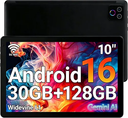 Vista 10 de URAO Tableta, tableta Android de 10.1 pulgadas con procesador Octa-core 30GB RAM 128GB ROM HD IPS pantalla táctil 8H batería, Wi-Fi 6, BT 5.4